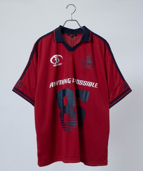 JOHN'S CLOSET（ジョンズクローゼット）の「【13】襟付き サッカーゲームTシャツ（Tシャツ/カットソー・メンズ・ネイビー/オフホワイト/ブラック/レッド/ホワイト系1/ホワイト系2/レッド系1/レッド系2/ブラック系2/ネイビー系2/カーキ系1/グレー系1・MEDIUM/LARGE）」の12枚目の写真