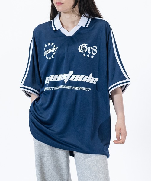 JOHN'S CLOSET（ジョンズクローゼット）の「【13】襟付き サッカーゲームTシャツ（Tシャツ/カットソー・メンズ・ネイビー/オフホワイト/ブラック/レッド/ホワイト系1/ホワイト系2/レッド系1/レッド系2/ブラック系2/ネイビー系2/カーキ系1/グレー系1・MEDIUM/LARGE）」の8枚目の写真