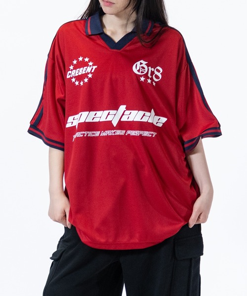 JOHN'S CLOSET（ジョンズクローゼット）の「【13】襟付き サッカーゲームTシャツ（Tシャツ/カットソー・メンズ・ネイビー/オフホワイト/ブラック/レッド/ホワイト系1/ホワイト系2/レッド系1/レッド系2/ブラック系2/ネイビー系2/カーキ系1/グレー系1・MEDIUM/LARGE）」の10枚目の写真