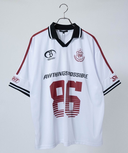 JOHN'S CLOSET（ジョンズクローゼット）の「【13】襟付き サッカーゲームTシャツ（Tシャツ/カットソー・メンズ・ネイビー/オフホワイト/ブラック/レッド/ホワイト系1/ホワイト系2/レッド系1/レッド系2/ブラック系2/ネイビー系2/カーキ系1/グレー系1・MEDIUM/LARGE）」の14枚目の写真