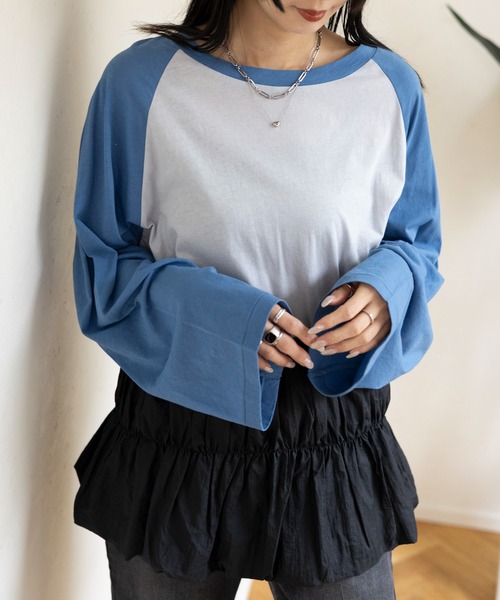 LEPSIM（レプシィム）の「シアーラグランチュニック　111075（Tシャツ/カットソー・レディース・ブルー/ライトブルー/ブラック・FREE）」の3枚目の写真