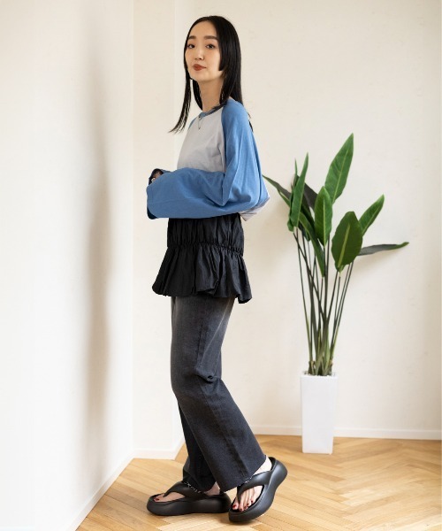LEPSIM（レプシィム）の「シアーラグランチュニック　111075（Tシャツ/カットソー・レディース・ブルー/ライトブルー/ブラック・FREE）」の10枚目の写真
