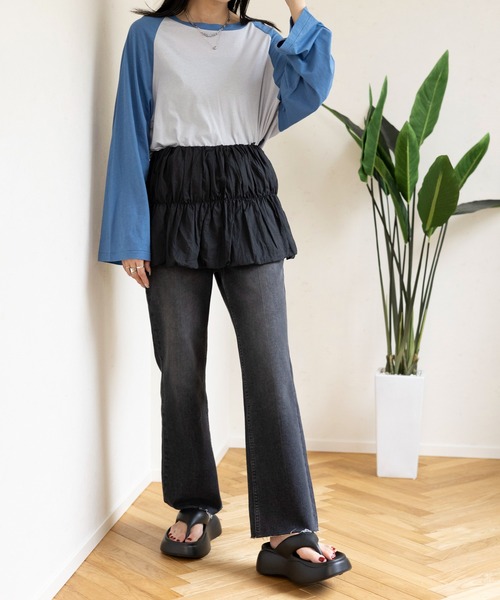 LEPSIM（レプシィム）の「シアーラグランチュニック　111075（Tシャツ/カットソー・レディース・ブルー/ライトブルー/ブラック・FREE）」の9枚目の写真