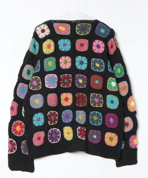 niche.（ニッチ）の「MacMahon Knitting Mills /マクマホンニッティングミルズ  Crochet Zip Cardigan-BIG COLOR（カーディガン/ボレロ・メンズ・ブラック・F）」の5枚目の写真