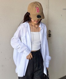 【ISOOK / アイスー】オーバーサイズサッカーストライプシャツ / サッカー生地 シアーシャツ ビッグシャツ カーディガン 羽織り 冷房対策 日焼け対策 ホワイト ブルー ピンク ZOZOTOWN限定