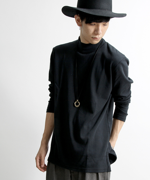 WEGO（ウィゴー）の「WEGO/サイドスリットスムースハイネックＴシャツ（Tシャツ/カットソー・メンズ・ブラック/ホワイト/ホワイト系その他・MEDIUM/LARGE）」の3枚目の写真