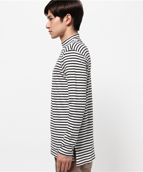 WEGO（ウィゴー）の「WEGO/サイドスリットスムースハイネックＴシャツ（Tシャツ/カットソー・メンズ・ブラック/ホワイト/ホワイト系その他・MEDIUM/LARGE）」の12枚目の写真