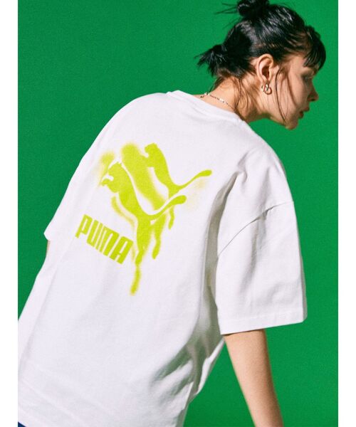 PUMA（プーマ）の「【MURUA/PUMA】スプレープリントロゴTシャツ（Tシャツ/カットソー・レディース・ブラック/ホワイト・FREE）」の2枚目の写真