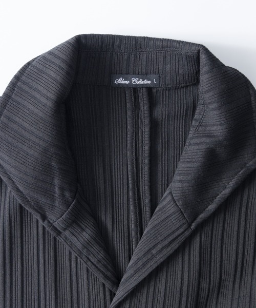 NYLAUS（ナイラス）の「ランダムテレコ ワイヤーイタリアンカラー 7分袖テーラードジャケット（テーラードジャケット・メンズ・ネイビー/ブラック・L/LL/M）」の3枚目の写真