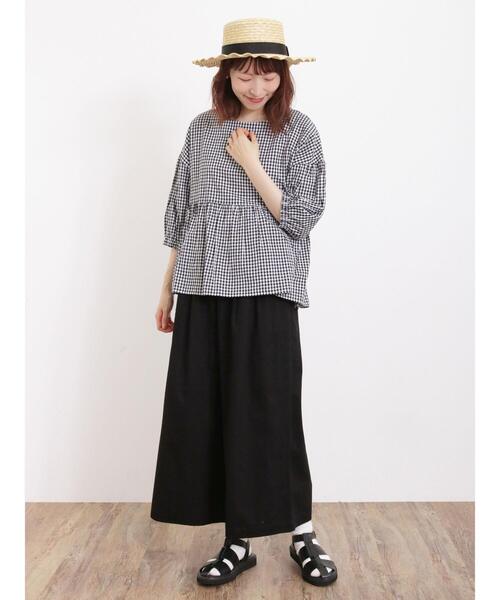 Samansa Mos2（サマンサ モスモス）の「ライトオンスデニム/ツイルガウチョパンツ（その他パンツ・レディース・ブラック/サックスブルー/オフホワイト/ブルー・F）」の12枚目の写真