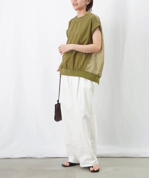 LUCA/LADY LUCK LUCA（ルカ/レディラックルカ）の「LC/LLL バックジャガートフレンチカットソー / バックシアージャガード切替Tee（Tシャツ/カットソー・レディース・オフホワイト/ブラック/カーキ・FREE）」の22枚目の写真