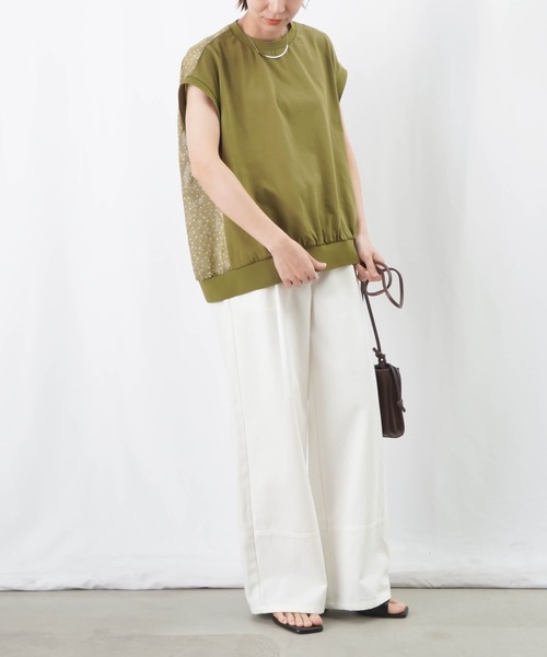 LUCA/LADY LUCK LUCA（ルカ/レディラックルカ）の「LC/LLL バックジャガートフレンチカットソー / バックシアージャガード切替Tee（Tシャツ/カットソー・レディース・オフホワイト/ブラック/カーキ・FREE）」の9枚目の写真