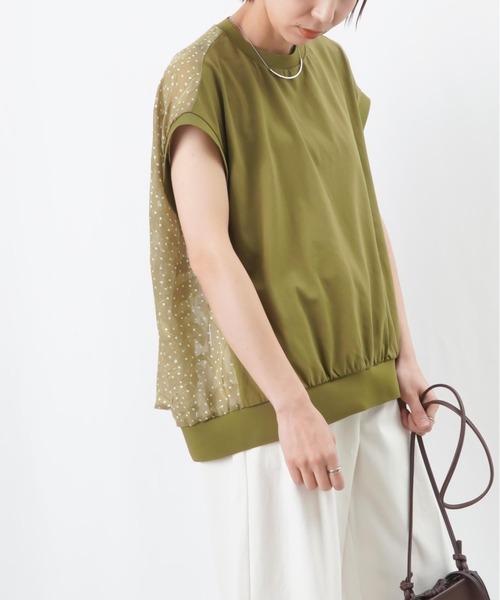 LUCA/LADY LUCK LUCA（ルカ/レディラックルカ）の「LC/LLL バックジャガートフレンチカットソー / バックシアージャガード切替Tee（Tシャツ/カットソー・レディース・オフホワイト/ブラック/カーキ・FREE）」の8枚目の写真