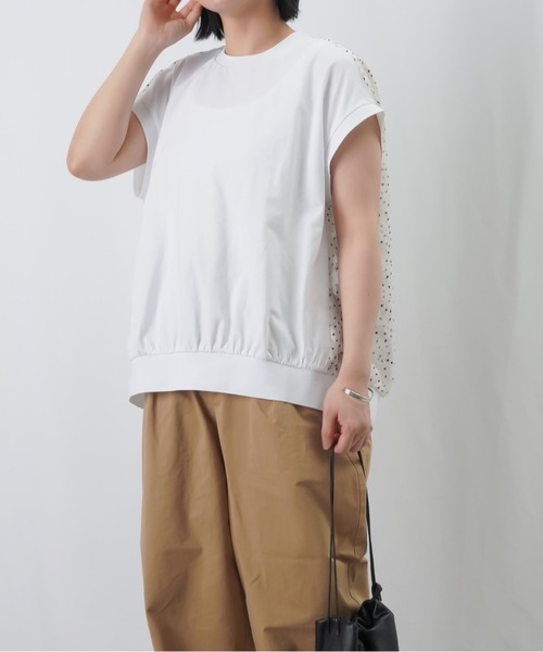 LUCA/LADY LUCK LUCA（ルカ/レディラックルカ）の「LC/LLL バックジャガートフレンチカットソー / バックシアージャガード切替Tee（Tシャツ/カットソー・レディース・オフホワイト/ブラック/カーキ・FREE）」の16枚目の写真