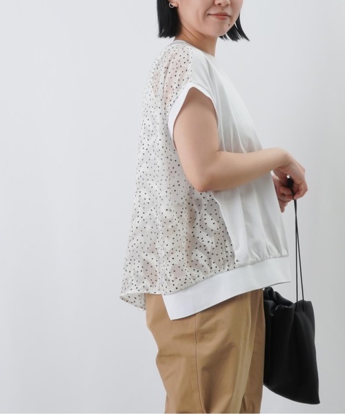 LUCA/LADY LUCK LUCA（ルカ/レディラックルカ）の「LC/LLL バックジャガートフレンチカットソー / バックシアージャガード切替Tee（Tシャツ/カットソー・レディース・オフホワイト/ブラック/カーキ・FREE）」の4枚目の写真