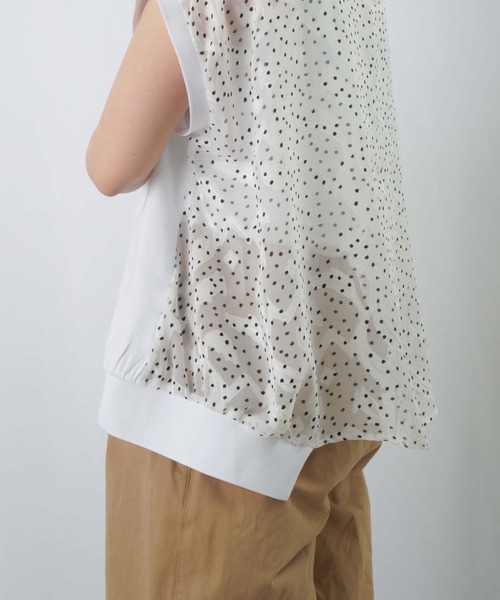 LUCA/LADY LUCK LUCA（ルカ/レディラックルカ）の「LC/LLL バックジャガートフレンチカットソー / バックシアージャガード切替Tee（Tシャツ/カットソー・レディース・オフホワイト/ブラック/カーキ・FREE）」の7枚目の写真