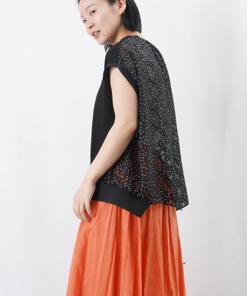 LUCA/LADY LUCK LUCA（ルカ/レディラックルカ）の「LC/LLL バックジャガートフレンチカットソー / バックシアージャガード切替Tee（Tシャツ/カットソー・レディース・オフホワイト/ブラック/カーキ・FREE）」の21枚目の写真