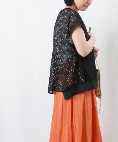 LUCA/LADY LUCK LUCA（ルカ/レディラックルカ）の「LC/LLL バックジャガートフレンチカットソー / バックシアージャガード切替Tee（Tシャツ/カットソー・レディース・オフホワイト/ブラック/カーキ・FREE）」の19枚目の写真