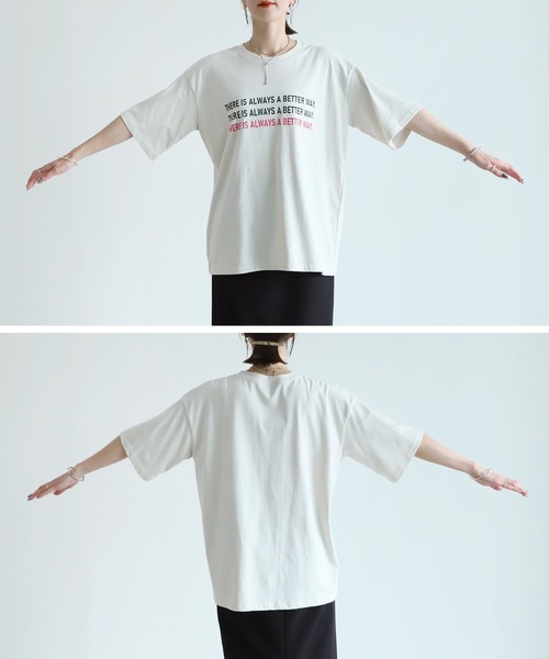 reca(レカ)の「アクセントカラーロゴTシャツ(Tシャツ/カットソー・レディース・ナチュラル/ブラック/ホワイト・FREE)」の9枚目の写真