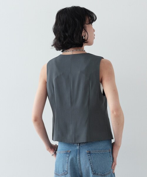 GALLEST（ギャレスト）の「◆梳毛ライクジレ（ベスト・レディース・ブラック/ダークグレー・38）」の8枚目の写真