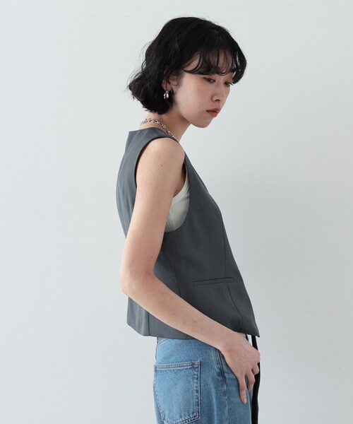 GALLEST（ギャレスト）の「◆梳毛ライクジレ（ベスト・レディース・ブラック/ダークグレー・38）」の7枚目の写真