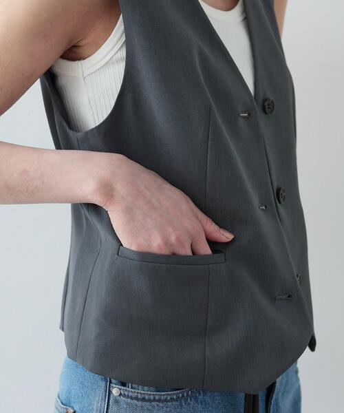 GALLEST（ギャレスト）の「◆梳毛ライクジレ（ベスト・レディース・ブラック/ダークグレー・38）」の6枚目の写真