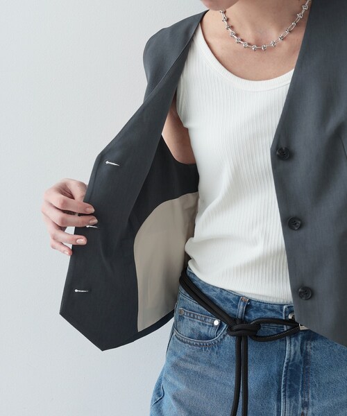 GALLEST（ギャレスト）の「◆梳毛ライクジレ（ベスト・レディース・ブラック/ダークグレー・38）」の3枚目の写真