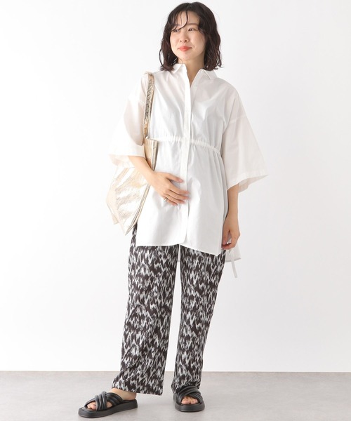 LEPSIM(レプシィム)の「【産前・産後対応】マタニティ/BIG5分袖シャツ 117230(その他トップス・レディース・ブラウン/ブラック/オフホワイト/ベージュ・FREE)」の5枚目の写真