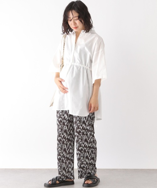 LEPSIM(レプシィム)の「【産前・産後対応】マタニティ/BIG5分袖シャツ 117230(その他トップス・レディース・ブラウン/ブラック/オフホワイト/ベージュ・FREE)」の6枚目の写真