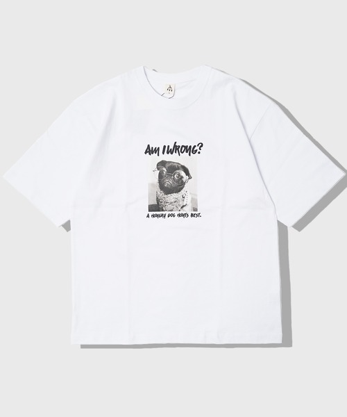 1111clothing(ワンフォークロージング)の「【unisex】転写プリント Tシャツ / パグ プリントTシャツ 犬柄 ルーズシルエット メンズ レディース(Tシャツ/カットソー・メンズ・ブラック系1/ホワイト系1/ホワイト系2/ブラック系2・M/L)」の6枚目の写真