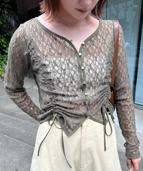 mline（エムライン）の「[mline]ドロストレーストップス（シャツ/ブラウス・レディース・ピンク/カーキ/アイボリー/ブラック・FREE）」の14枚目の写真