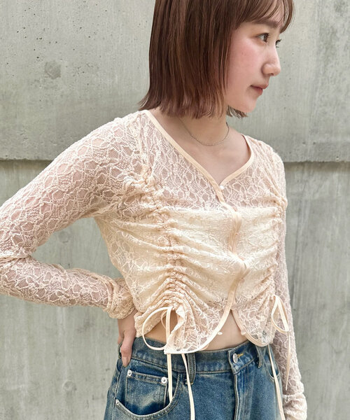 mline（エムライン）の「[mline]ドロストレーストップス（シャツ/ブラウス・レディース・ピンク/カーキ/アイボリー/ブラック・FREE）」の21枚目の写真