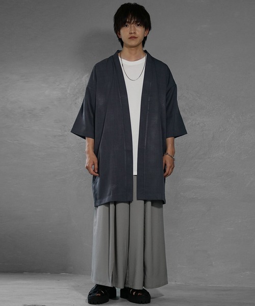 MinoriTY（マイノリティ）の「【MinoriTY】接触冷感テックリネン七分袖カーディガン 半袖カーデ メンズ ロングカーディガン 夏服（カーディガン/ボレロ・メンズ・ブラック/ブルー/ブラウン/チャコール・S/M/L）」の11枚目の写真