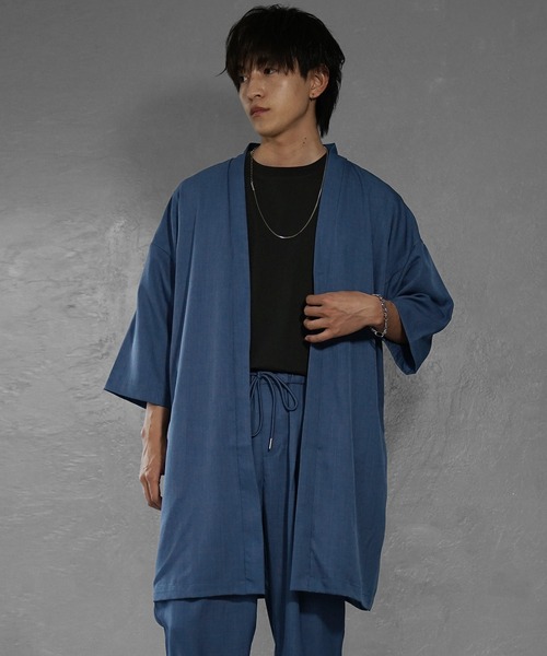 MinoriTY（マイノリティ）の「【MinoriTY】接触冷感テックリネン七分袖カーディガン 半袖カーデ メンズ ロングカーディガン 夏服（カーディガン/ボレロ・メンズ・ブラック/ブルー/ブラウン/チャコール・S/M/L）」の9枚目の写真