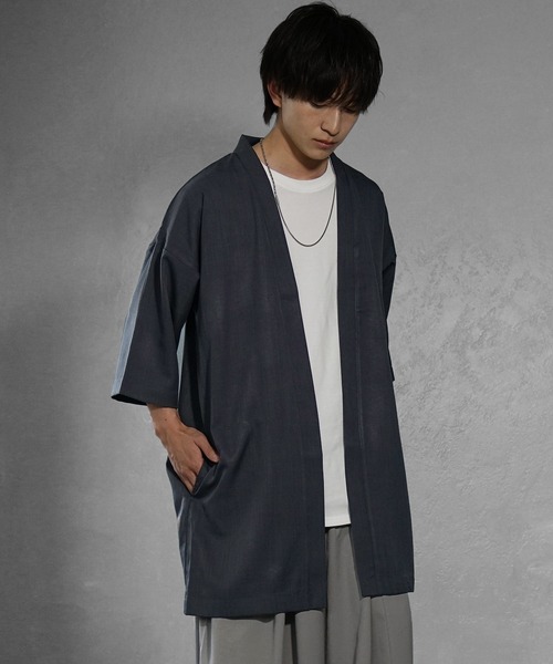 MinoriTY（マイノリティ）の「【MinoriTY】接触冷感テックリネン七分袖カーディガン 半袖カーデ メンズ ロングカーディガン 夏服（カーディガン/ボレロ・メンズ・ブラック/ブルー/ブラウン/チャコール・S/M/L）」の13枚目の写真