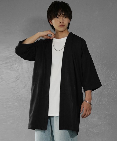 MinoriTY（マイノリティ）の「【MinoriTY】接触冷感テックリネン七分袖カーディガン 半袖カーデ メンズ ロングカーディガン 夏服（カーディガン/ボレロ・メンズ・ブラック/ブルー/ブラウン/チャコール・S/M/L）」の6枚目の写真