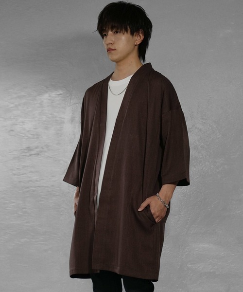 MinoriTY（マイノリティ）の「【MinoriTY】接触冷感テックリネン七分袖カーディガン 半袖カーデ メンズ ロングカーディガン 夏服（カーディガン/ボレロ・メンズ・ブラック/ブルー/ブラウン/チャコール・S/M/L）」の16枚目の写真