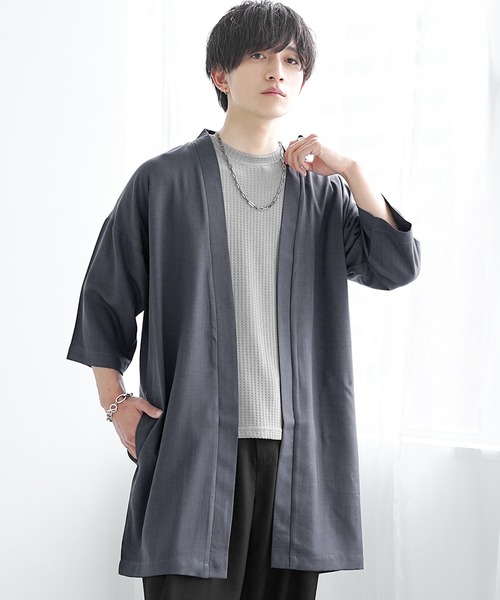 MinoriTY】接触冷感テックリネン七分袖カーディガン 半袖カーデ メンズ MinoriTY】接触冷感テックリネン七分袖カーディガン 半袖カーデ メンズ