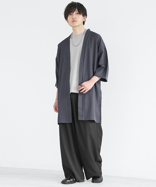 MinoriTY（マイノリティ）の「【MinoriTY】接触冷感テックリネン七分袖カーディガン 半袖カーデ メンズ ロングカーディガン 夏服（カーディガン/ボレロ・メンズ・ブラック/ブルー/ブラウン/チャコール・S/M/L）」の20枚目の写真