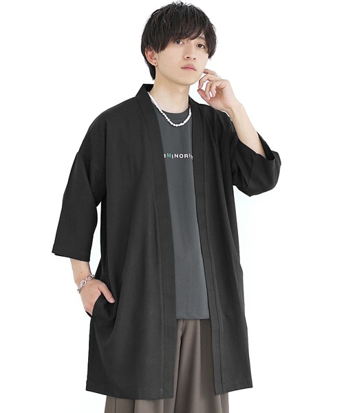 MinoriTY（マイノリティ）の「【MinoriTY】接触冷感テックリネン七分袖カーディガン 半袖カーデ メンズ ロングカーディガン 夏服（カーディガン/ボレロ・メンズ・ブラック/ブルー/ブラウン/チャコール・S/M/L）」の22枚目の写真