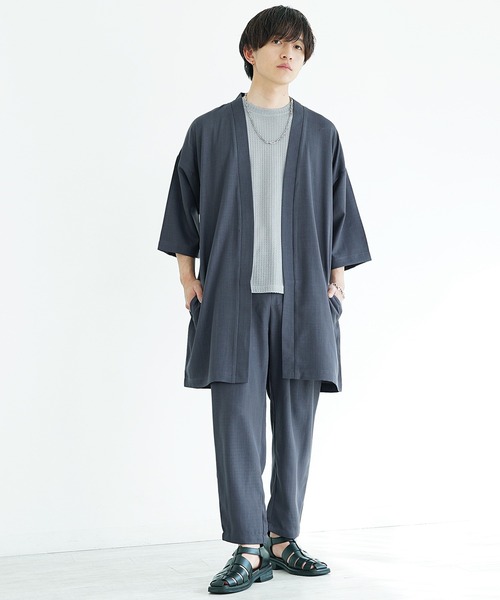 MinoriTY（マイノリティ）の「【MinoriTY】接触冷感テックリネン七分袖カーディガン 半袖カーデ メンズ ロングカーディガン 夏服（カーディガン/ボレロ・メンズ・ブラック/ブルー/ブラウン/チャコール・S/M/L）」の21枚目の写真