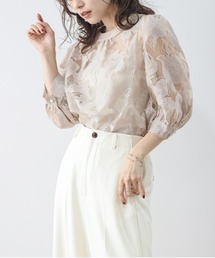 花柄シアージャガードブラウス