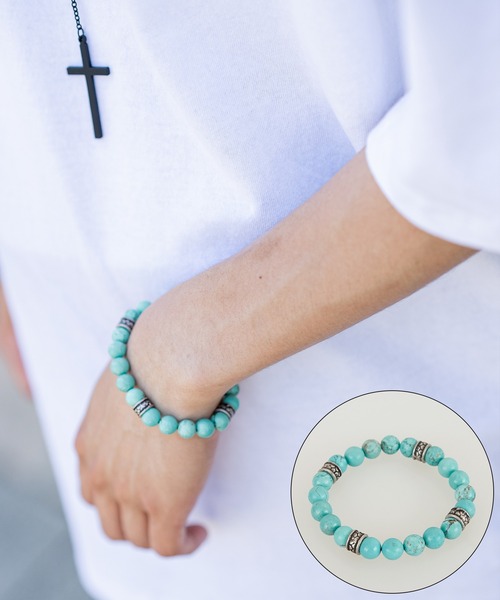 improves（インプローブス）の「ビーズ ブレスレット（ブレスレット・メンズ・ホワイト/ブラウン/カーキブラウン/ターコイズブルー/ブラック・FREE）」の5枚目の写真