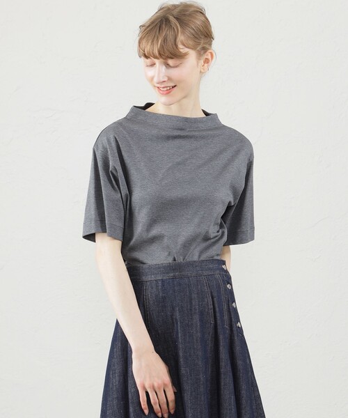 MACKINTOSH PHILOSOPHY(マッキントッシュ フィロソフィー)の「ボトルネックTシャツ(Tシャツ/カットソー・レディース・ダークネイビー/オフホワイト/チャコールグレー・36/38)」の1枚目の写真