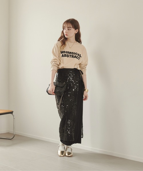 ANGIE(アンジー)の「スパンコール付きチュールラップスカート(スカート・レディース・ホワイト/ブラック・FREE)」の9枚目の写真