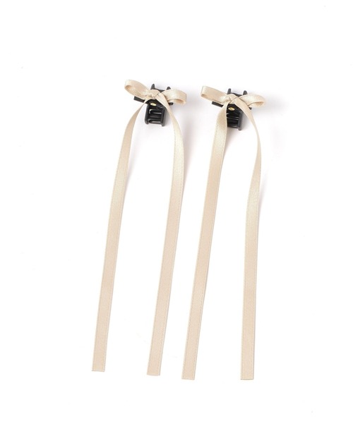 GLOBAL WORK(グローバルワーク)の「ロングリボンクリップ/AND YUA ANY/130409(バレッタ/ヘアクリップ・キッズ・オフホワイト/ブラック・FREE)」の2枚目の写真