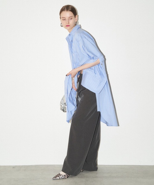 ブラウス シャツ MULTIWAY STRIPED SHIRT レディース yae（ヤエ）の「Multi way stripe shirt / マルチウェイ