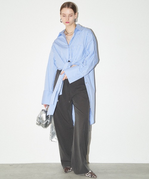 yae（ヤエ）の「Multi way stripe shirt / マルチウェイストライプシャツ（シャツ/ブラウス・レディース・ブラック/ライトブルー・FREE）」の21枚目の写真