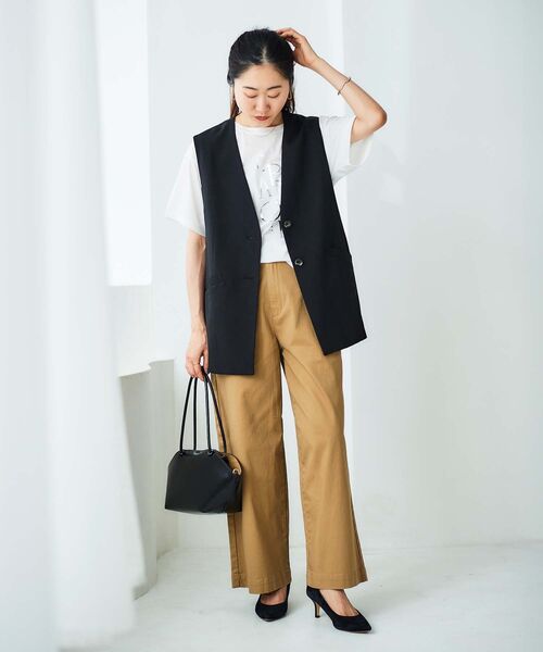 le.coeur blanc（ルクールブラン）の「横長バスケットトート（トートバッグ・レディース・ベージュ/ブラック・FREE）」の13枚目の写真