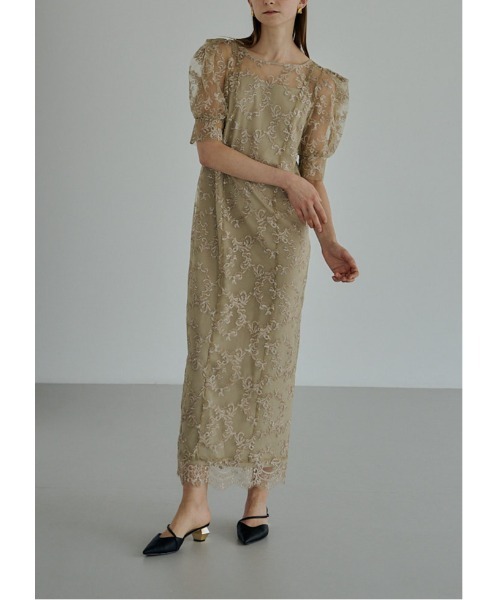 LE'RURE【リルアー】 オケージョンドレス green Ｍ Original paisley pattern dress（ドレス）｜LE'RURE（リルアー